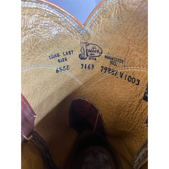 JUSTIN MEN'S CHESTNUT MARBLED DEERLITE ROPER Size 6.5 E 3163 - Picture 6 of 9